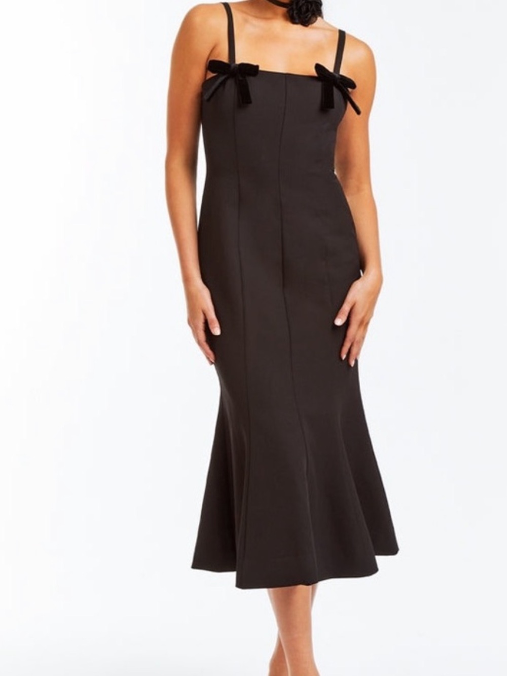 NWT MESTIZA Calista formal Black Bow-Accent Midi Dress size 10